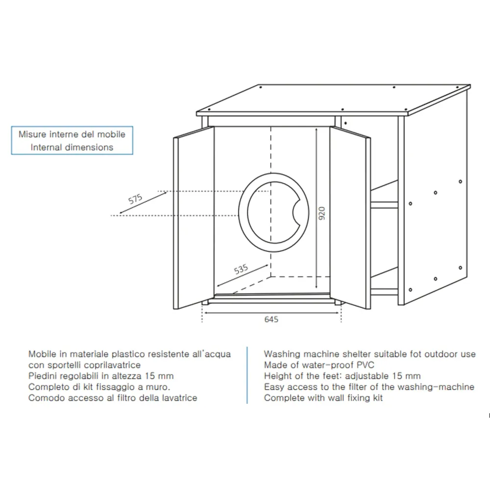 OEM Kwaliteit Mobile VINYL washing machine cover doors and two shelves