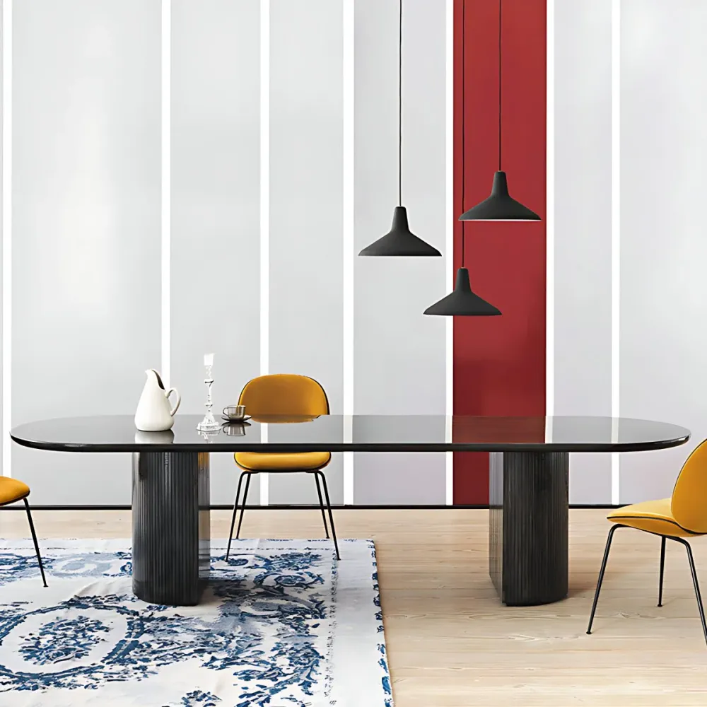 Oval Double Pedestal Dining Table Contemporary Style Massief Wood Furniture 55