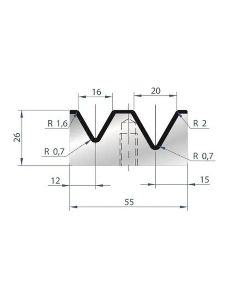 Part No. 2017 @ 415mm 60 Degree 2V Bolted Die met Garantie
