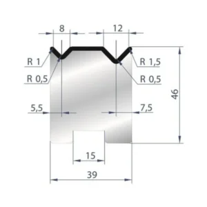 Part No. 2052 @ 805mm 88 Degree 2V Self Centering Die (Segmented)