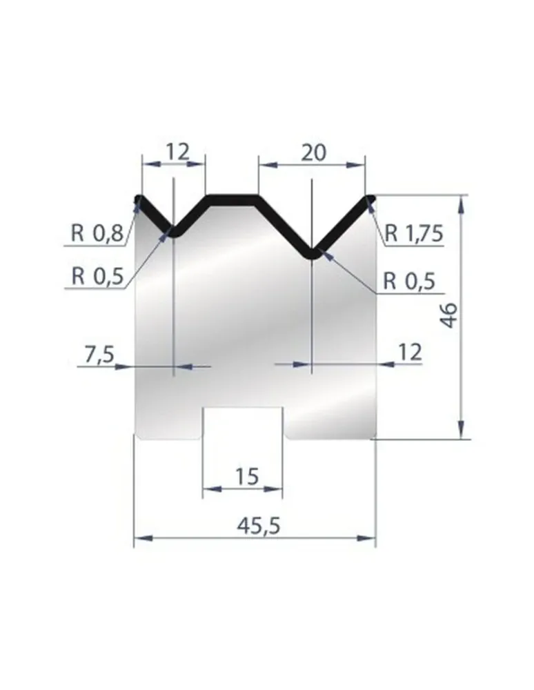Part No. 2054 @ 415mm 88 Degree 2V Self Centering Die