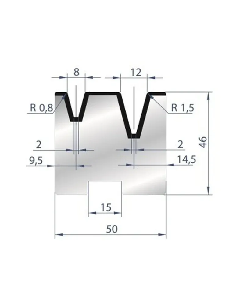 Part No. 2056 @ 835mm 30 Degree 2V Self Centering Die