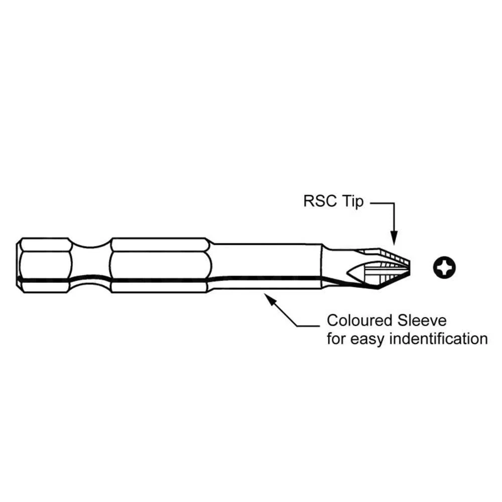 Philips Driver Bits - No. 2, 1/4'' Shank, 2'' Verlengd