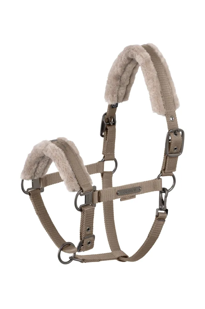 Platinum 25 Duo Pin Faux Fur Headcollar Smoky Taupe F gegalvaniseerd staal