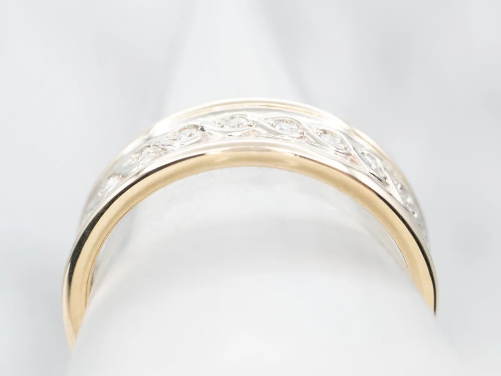 Professionele Klasse Two Toned Diamond Encrusted Eternity Band