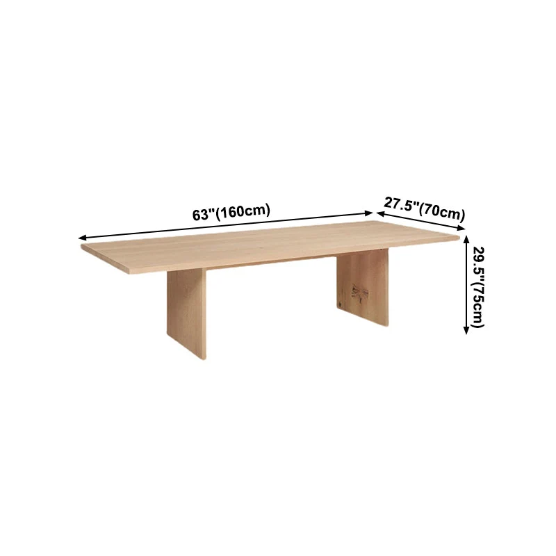 Rectangle Double Pedestal Eigentijds Table Wood Color Fixed Table Solid Wood 47
