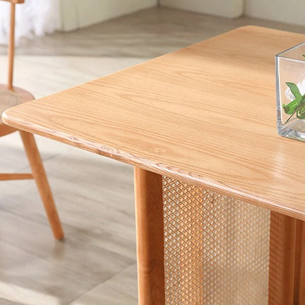 Rectangle Wood Dining Table Modern Eik Table Nature Double Pedestal 47