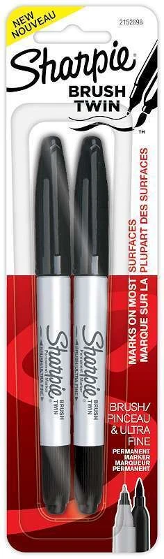 Sharpie Brush Twin Tip Permanent Markers Zwart (2pcs)