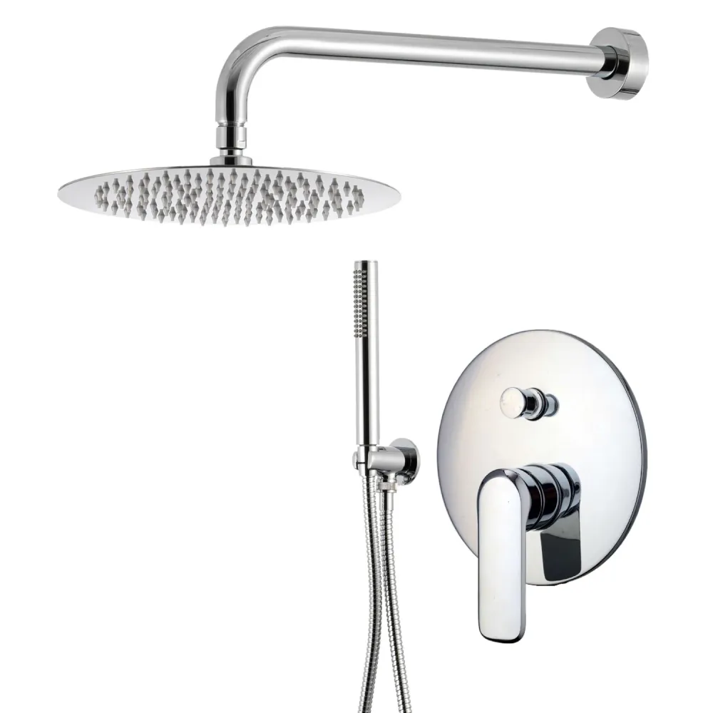 Shower kit two-way built- and 300mm round chrome-plated messing showerhead Hopper