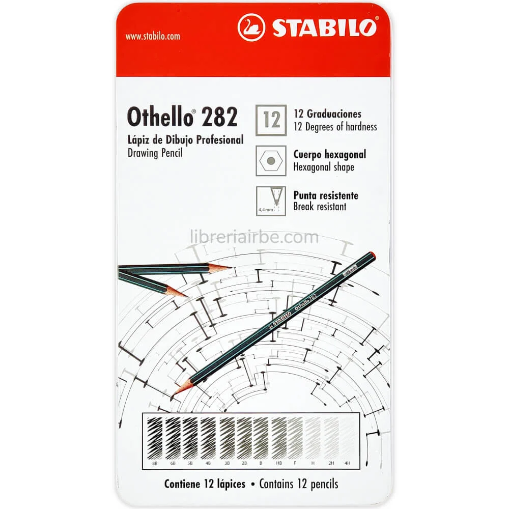 Stabilo - Othello 282 Set Lapices de Grafito - 12 pz zwarte poedercoating