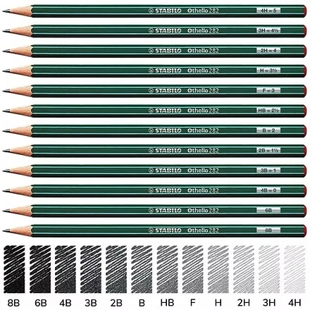 Stabilo - Othello 282 Set Lapices de Grafito - 12 pz zwarte poedercoating