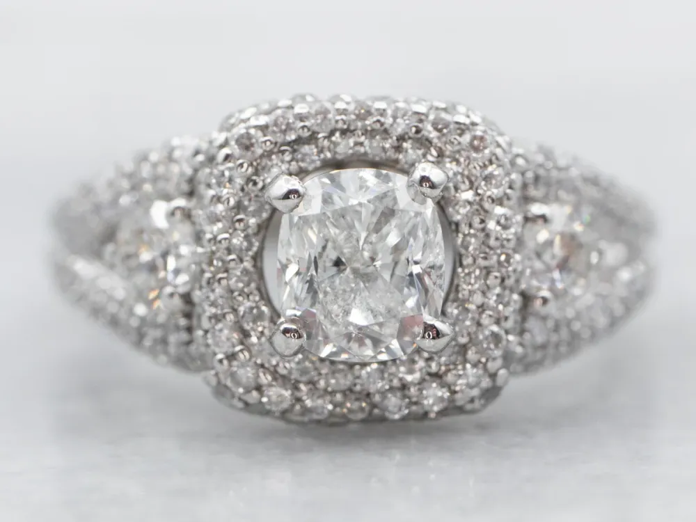 Stunning Tweemaal Diamond Modern Halo Engagement Ring