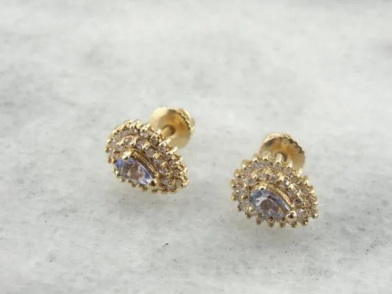 Tanzanite and Diamond Tweemaal Halo Stud Earrings