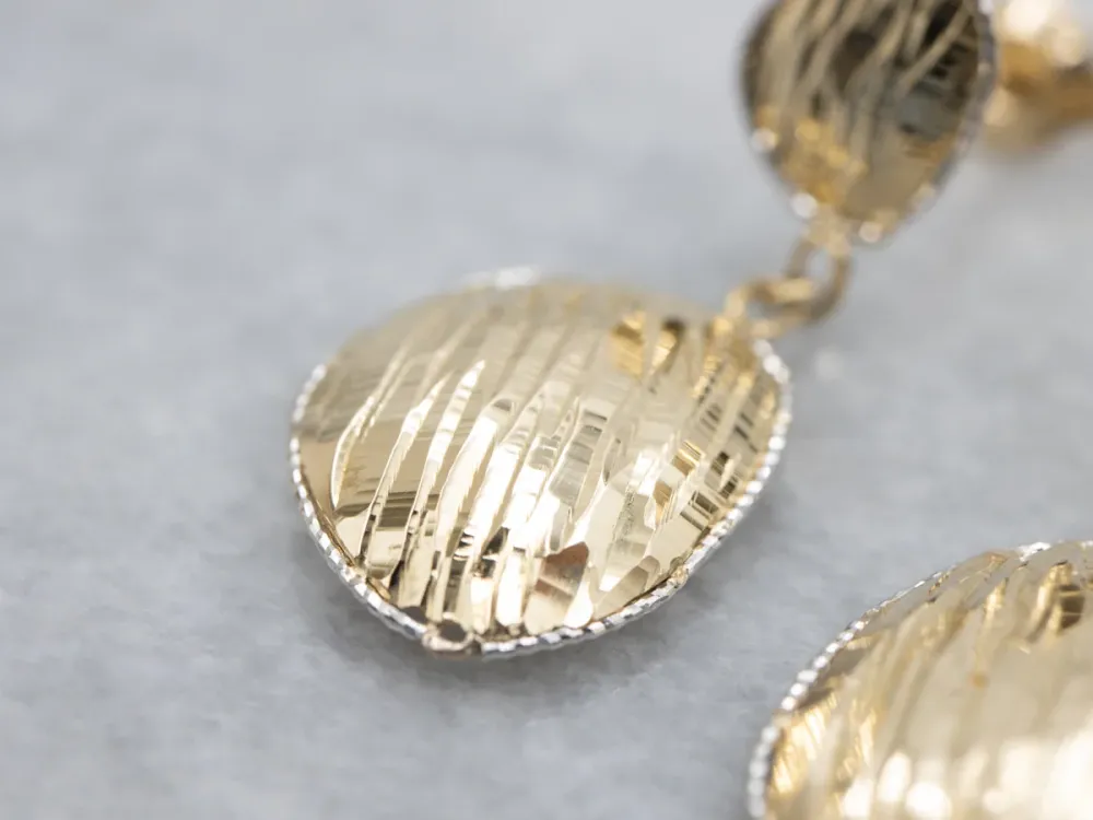 Textured Two-Tone Gold Drop Earrings