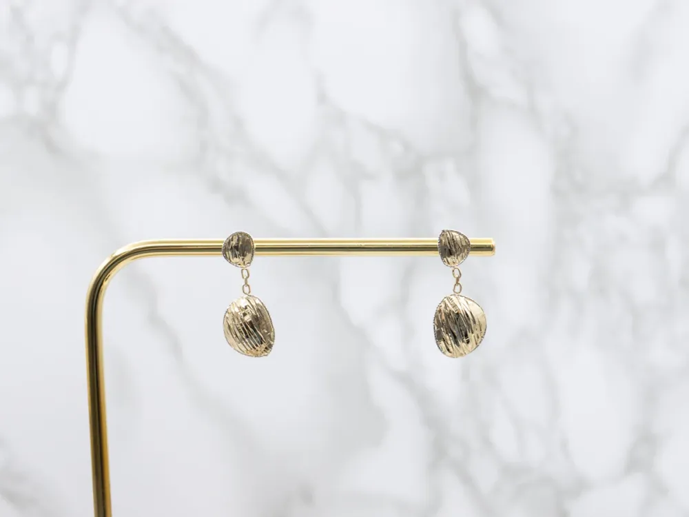 Textured Two-Tone Gold Drop Earrings