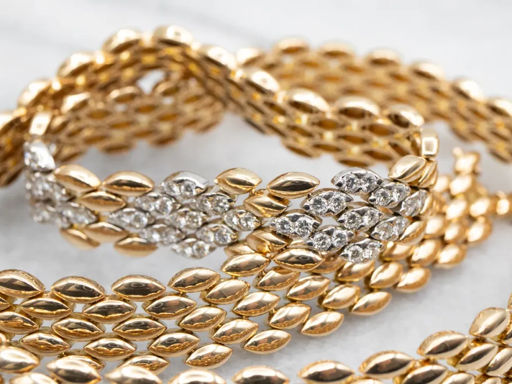 Two Tone 18-Karat Verguld Diamond Panther Link Necklace