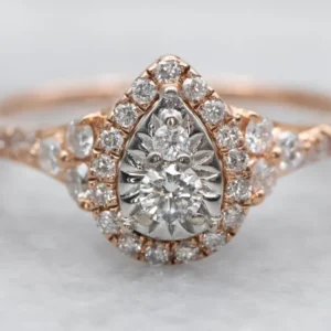Two Tone Diamond Engagement Ring Diamond Halo zwarte poedercoating