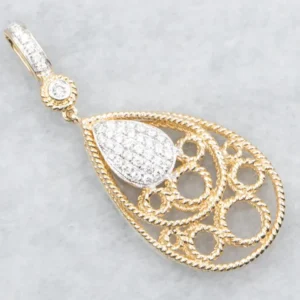 Two Tone Diamond Openwork Pendant met TÜV-goedkeuring
