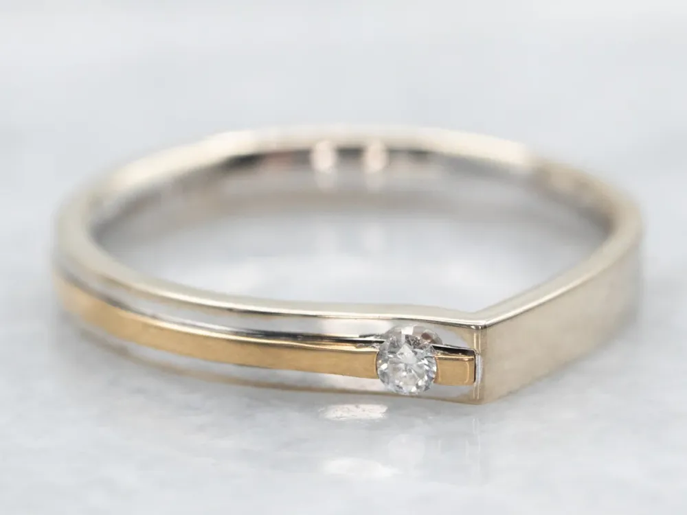 Two Tone Diamond Ring met bovenste bevestiging