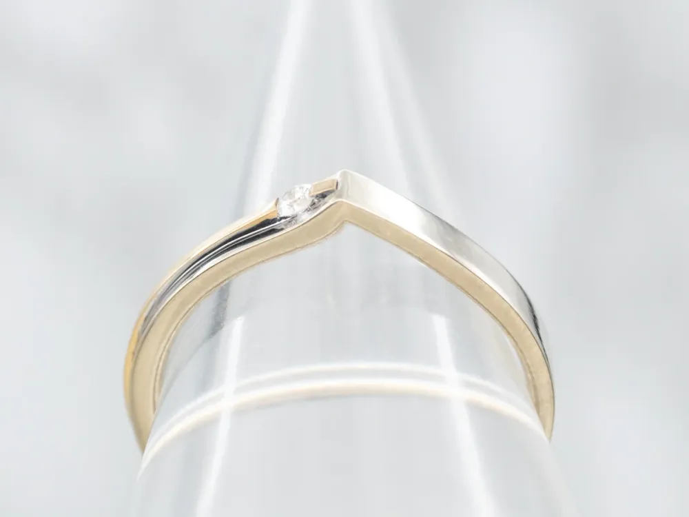 Two Tone Diamond Ring met bovenste bevestiging