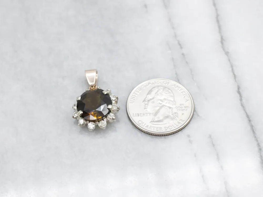Two Tone Dravite Tourmaline and Diamond Halo Pendant met bovenste bevestiging