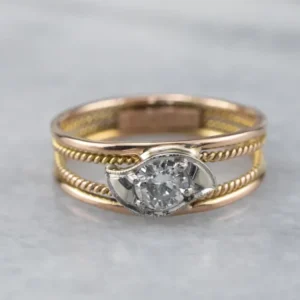 Two Tone Gold Diamond Engagement Ring