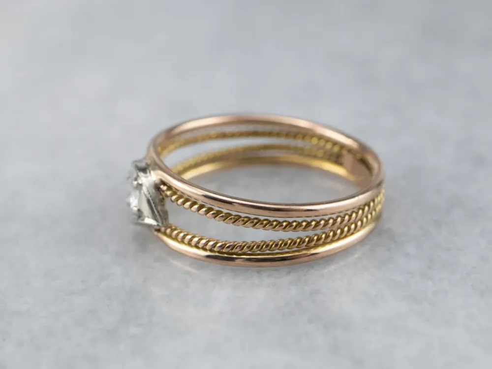 Two Tone Gold Diamond Engagement Ring