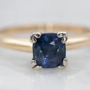 Two Tone Gold Sapphire Solitaire Engagement Ring