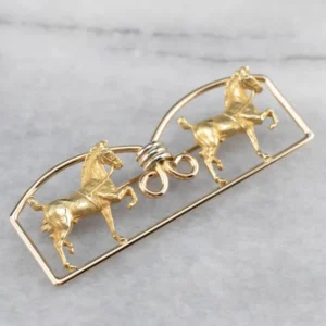 Two Tone Goud Double Horse Brooch - Directe Montage