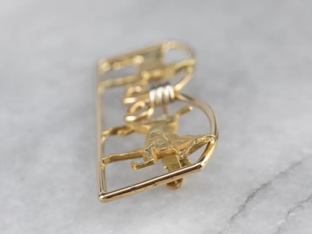 Two Tone Goud Double Horse Brooch - Directe Montage