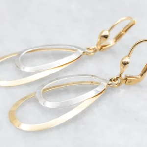 Two Tone Goud Open Teardrop Drop Earrings met stofkap