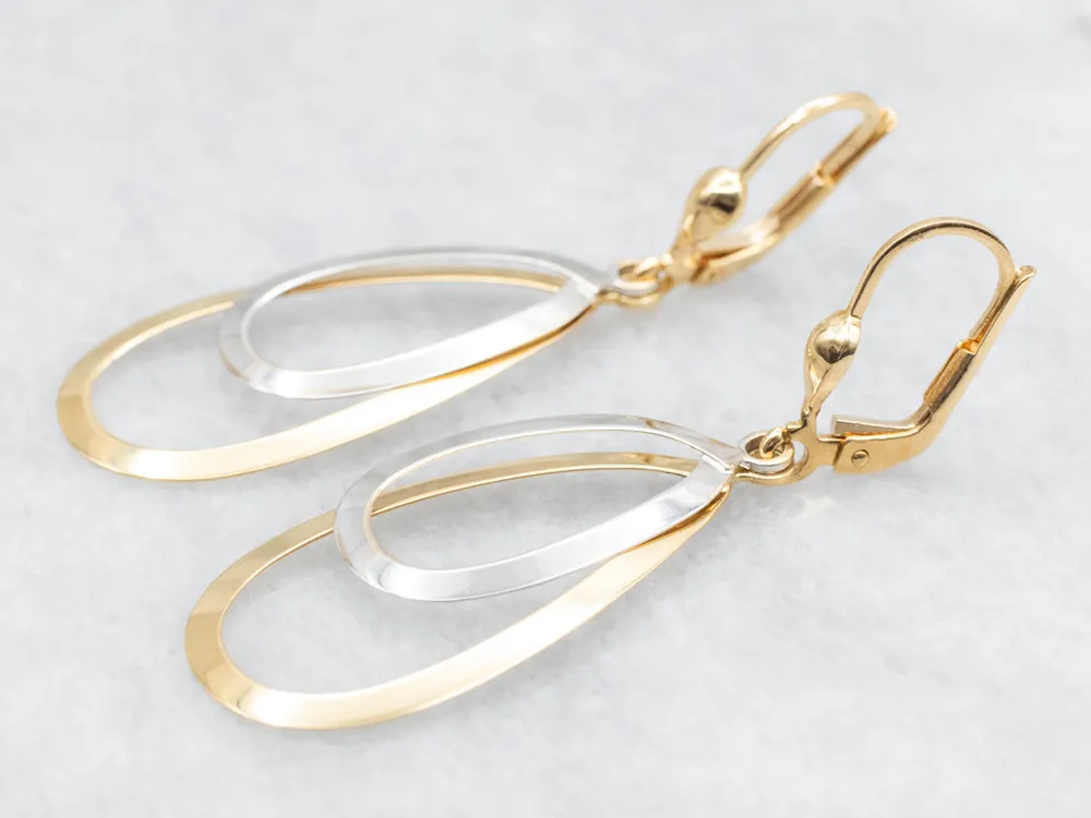 Two Tone Goud Open Teardrop Drop Earrings met stofkap