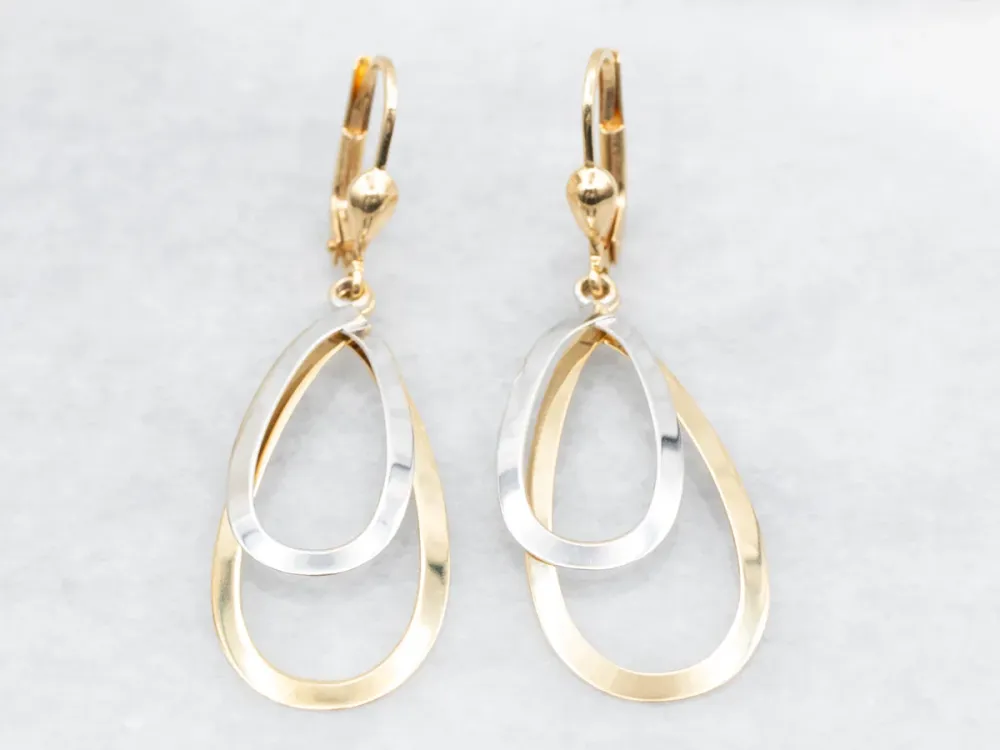Two Tone Goud Open Teardrop Drop Earrings met stofkap