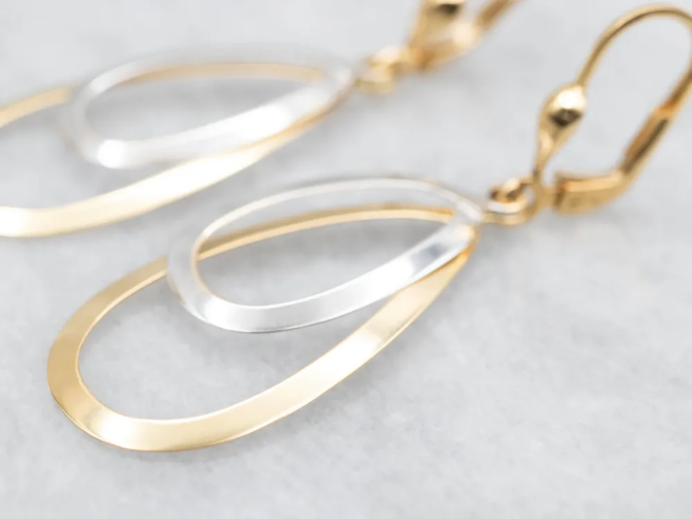 Two Tone Goud Open Teardrop Drop Earrings met stofkap
