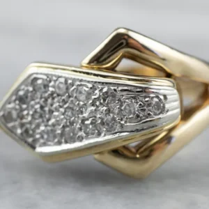 Two Tone Gouden Diamond Buckle Ring voor verlaagde auto's