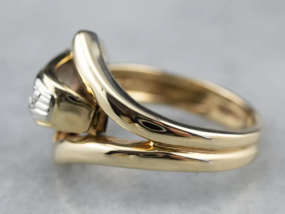 Two Tone Gouden Diamond Buckle Ring voor verlaagde auto's