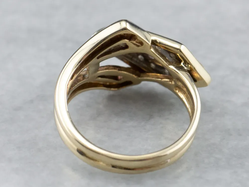 Two Tone Gouden Diamond Buckle Ring voor verlaagde auto's