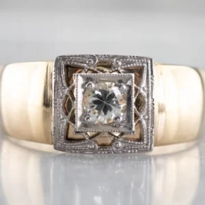 Two Tone Gouden Diamond Solitaire Engagement Ring