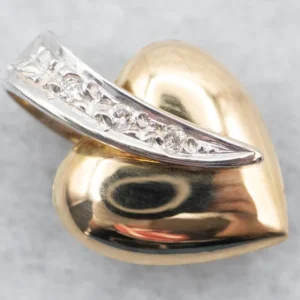 Two Tone Heart Pendant Diamond Accents met Garantie