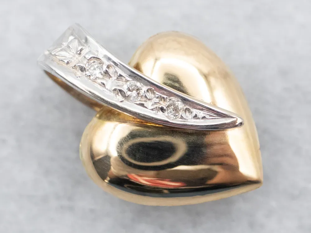 Two Tone Heart Pendant Diamond Accents met Garantie