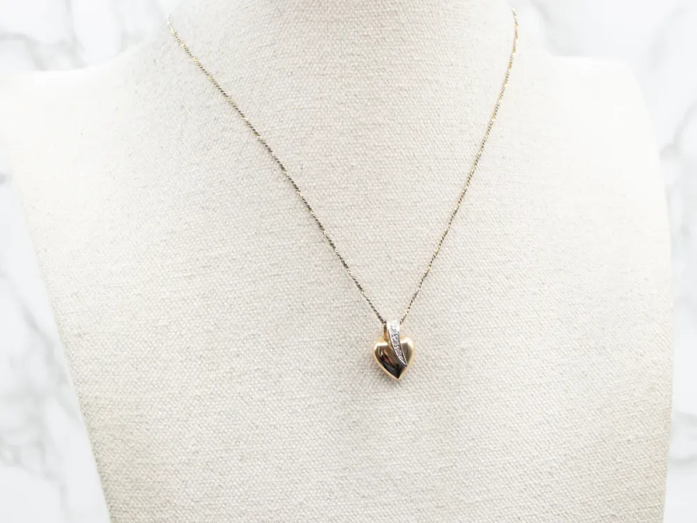 Two Tone Heart Pendant Diamond Accents met Garantie