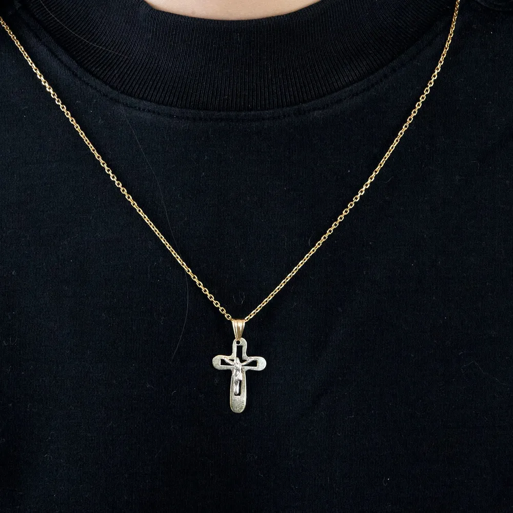 Two-tone gouden cross pendant compatibel met VW Golf 7