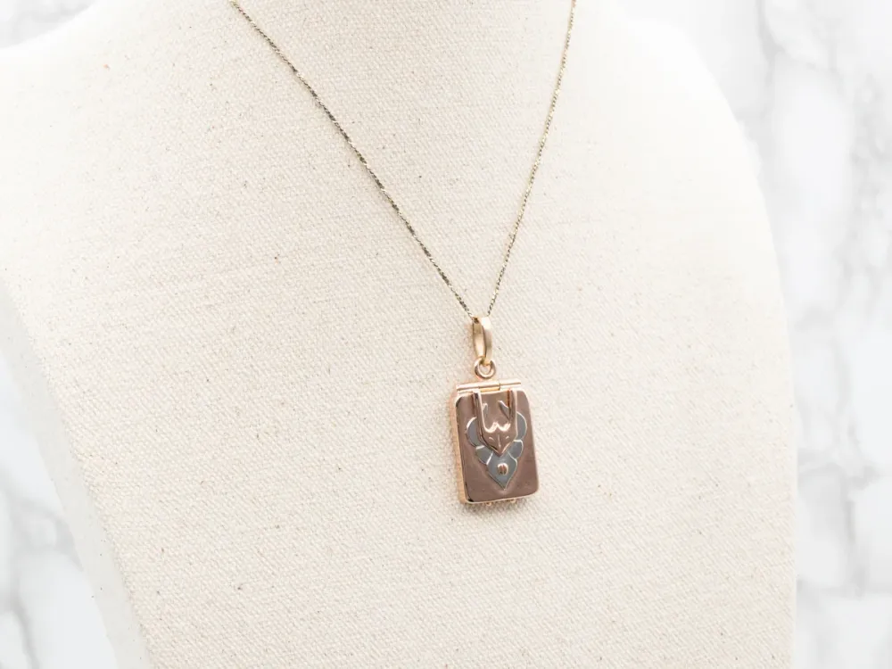 Unique Two Tone Goud "D" Monogram Locket voor terreinvoertuigen