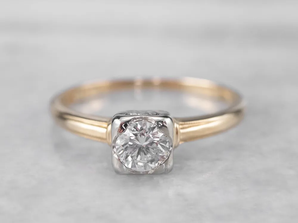 Van vroeger Diamond Solitaire Engagement Ring Two Tone Gold compatibel met Ford Focus MK3