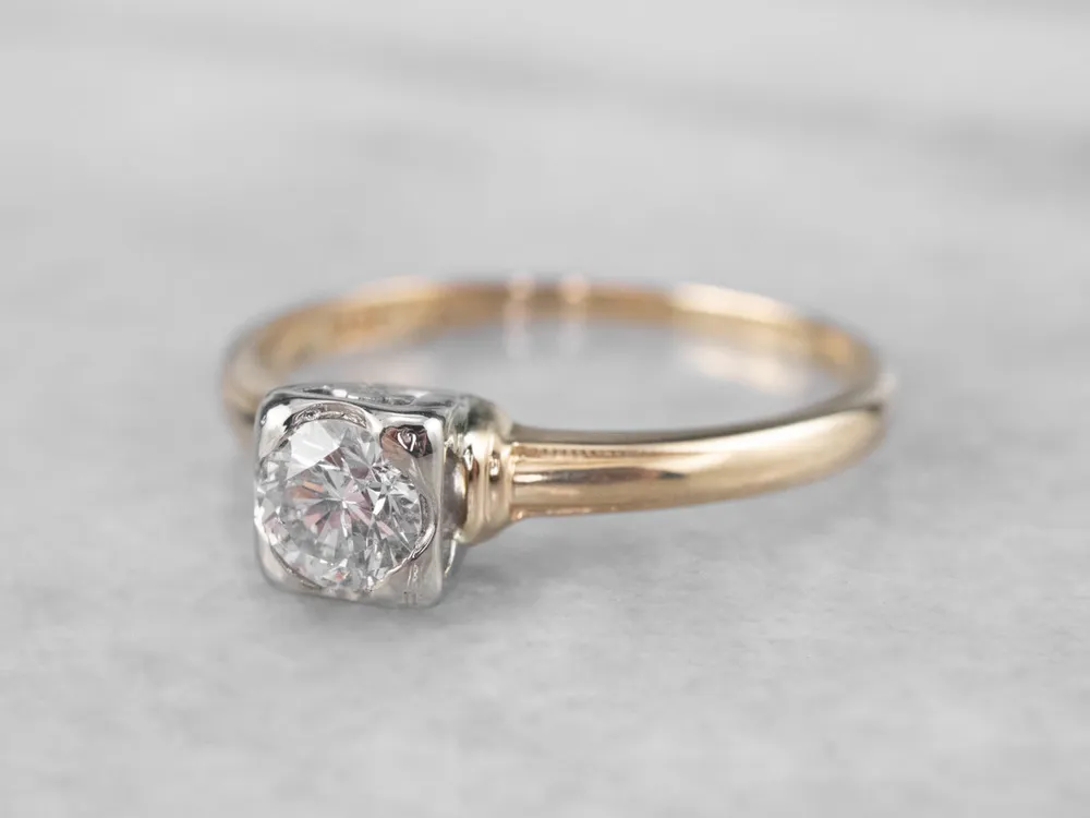 Van vroeger Diamond Solitaire Engagement Ring Two Tone Gold compatibel met Ford Focus MK3