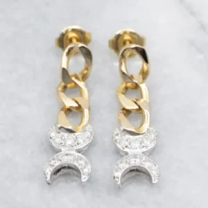 Veerpootlager Tweetalig Gold Diamond Moon Phase Drop Earrings