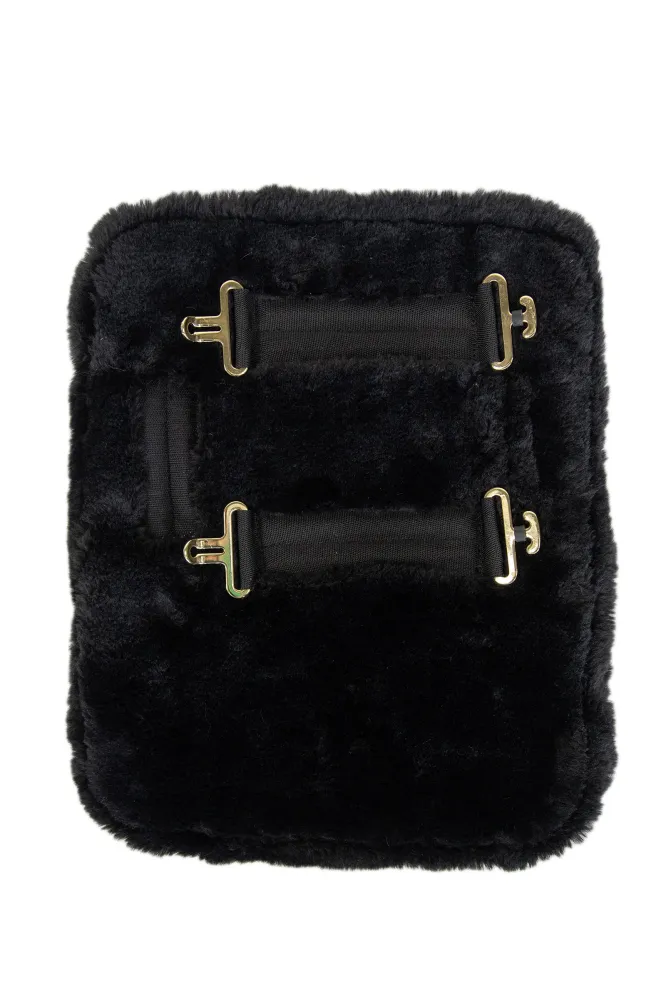 Vegan Sheepskin Chest Expander 2 Buckles zwart 1