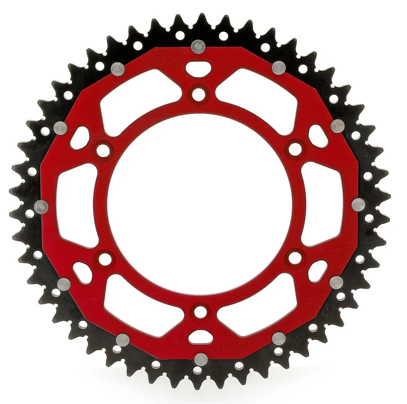 Zware Uitvoering Corona ART doble compuesto (aluminio/acero) ultraligera autolimpiable - 51 dientes, paso 520, Roja