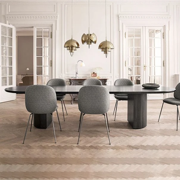 Zware Uitvoering Modern Style Oval Table Massief Wood Double Pedestal Dining Room Furniture 55