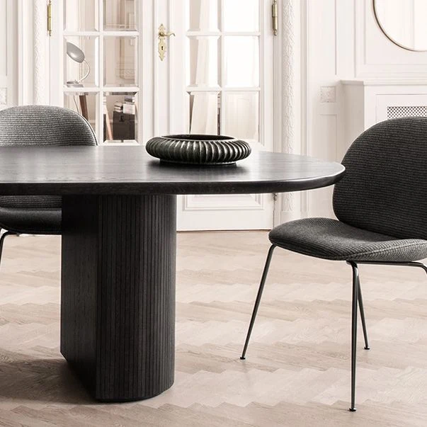 Zware Uitvoering Modern Style Oval Table Massief Wood Double Pedestal Dining Room Furniture 55